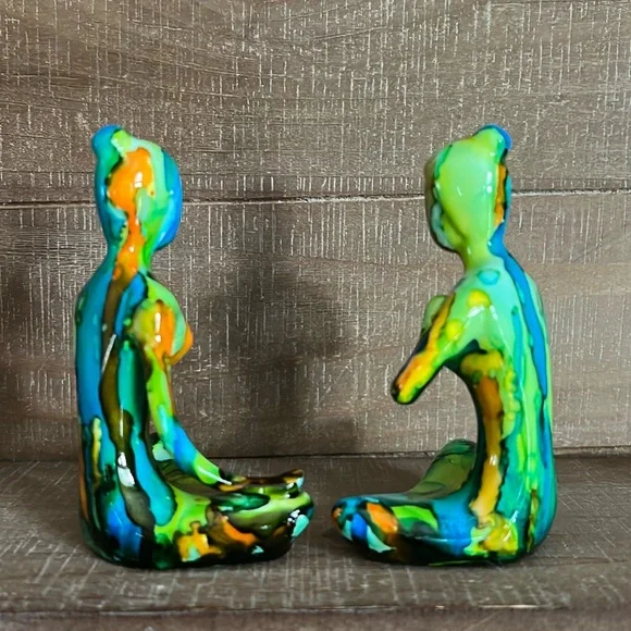 HANDCRAFTED Ceramic Painted Yoga Pose Figurines (Set of 2) - Picture 2 of 14